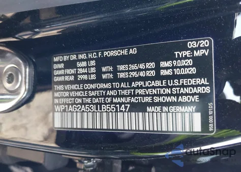 2020 Porsche Macan Gts z USA, uszkodzony, nr VIN WP1AG2A53LLB55147